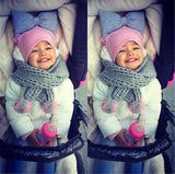 Girls Oversized Bow Beanie Hat + Scarf With Tassels - ONLY 5 LEFT !!! - Wild Child Closet