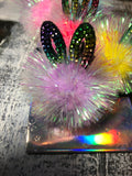 Girls Rabbit Ear Iridescent Angel Hair Fur Ball Ponytail Band Set - ONLY 2 LEFT !!! - Wild Child Closet