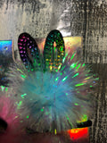 Girls Rabbit Ear Iridescent Angel Hair Fur Ball Ponytail Band Set - ONLY 2 LEFT !!! - Wild Child Closet