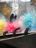 Girls Rabbit Ear Iridescent Angel Hair Fur Ball Ponytail Band Set - ONLY 2 LEFT !!! - Wild Child Closet