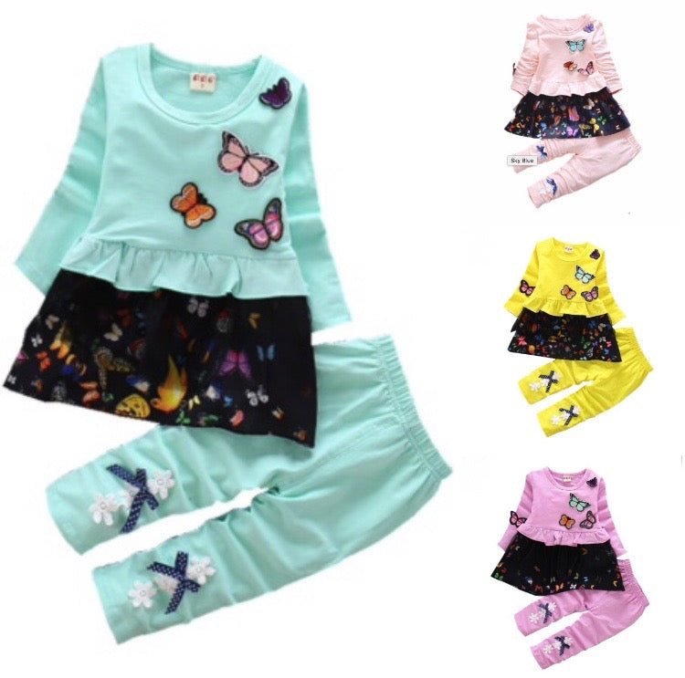 Girls Tulle Ruffled Top | Girls Butterfly Tulle Ruffled Top