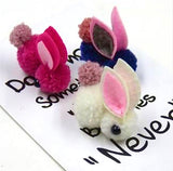 Bunny Rabbit Fluff Ball Hair Clip/Barrette - Wild Child Closet