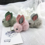 Bunny Rabbit Fluff Ball Hair Clip/Barrette - Wild Child Closet