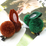 Bunny Rabbit Fluff Ball Hair Clip/Barrette - Wild Child Closet