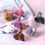 Bunny Rabbit Fluff Ball Hair Clip/Barrette - Wild Child Closet