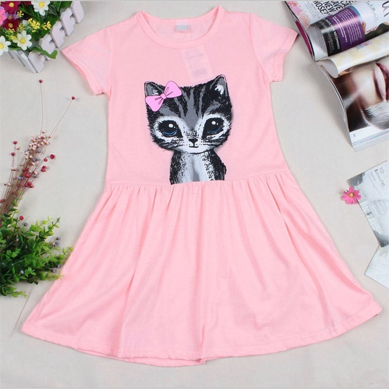 Girls Kitty Dress | Girls Kitty Cat Image Dress Wild Child Closet Girls Kitty Dress | Girls Kitty Cat Image Dress Wild Child Closet