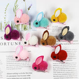 Bunny Rabbit Fluff Ball Hair Clip/Barrette - Wild Child Closet