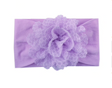 Girls Wide Chiffon Dotted Flower Headband - Wild Child Closet