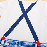 Boy Suspenders And Tie Print Rompers - Wild Child Closet