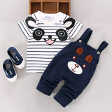 Boys Panda Top And Bib Pants 2 Pcs Set - Wild Child Closet