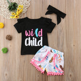 Girls Wild Child T-shirt + Shorts + Headband - Wild Child Closet