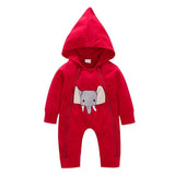 Boys And Girls Elephant Print Hooded Rompers - Wild Child Closet
