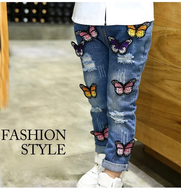 Girls 3D Butterfly Skinny Denim Jeans - ONLY 2 LEFT !!! - Wild Child Closet