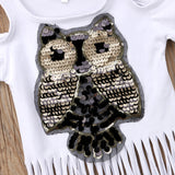 Girls Sequins Owl Tassel T-Shirt - Wild Child Closet
