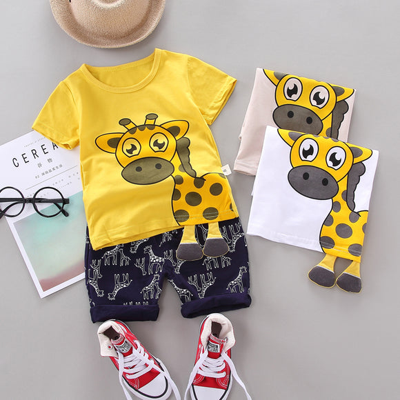 Boys Giraffe Print Set - Wild Child Closet