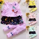 Girls Butterfly Tulle Ruffled Top And Pants 2 Pcs Set - Wild Child Closet