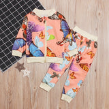 Girls Butterfly Zipped Top And Pants 2 Pcs Set - Wild Child Closet
