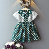 Girls Polka Dot Lace Collar Vintage Dress - Wild Child Closet