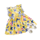 Girls Ruffle Sleeves Floral Dress - Wild Child Closet