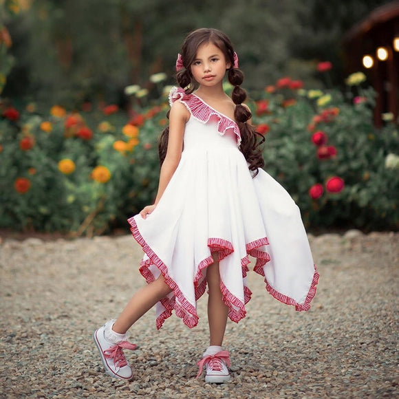 Girl Ruffle Strap Asymmetrical Dress - Wild Child Closet