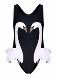 Girls Swan One Piece Swimwear