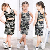 Girls Army Camouflage Casual Dress - Wild Child Closet