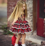 Girls Layered Ruffle Plaid Dress - Wild Child Closet