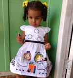 Girls Print Dress With Sash - Wild Child Closet