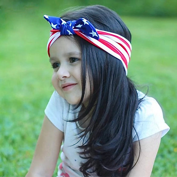 Girls American Flag Print Headbands - Wild Child Closet