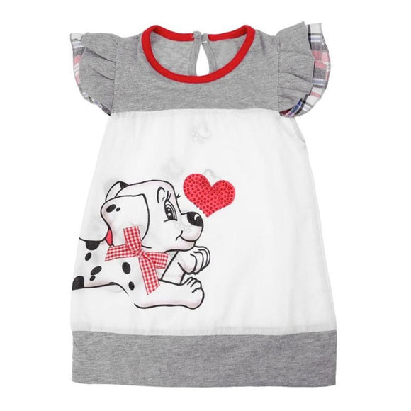 Girls Puppy Print Dress - Wild Child Closet