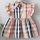Girls Vintage Plaid Cotton Dress