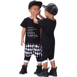Boys T-Shirt + Checkered Cropped Harem Pants  Set - Wild Child Closet
