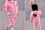 Girls Fluffy Warm Polka Dot Hooded 2 Pcs Set - Wild Child Closet