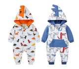 Boys And Girls Thick Dino Hooded Rompers - Wild Child Closet