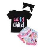 Girls Wild Child T-shirt + Shorts + Headband - Wild Child Closet