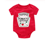 Boys And Girls Ketchup And Mustard Onesie Rompers - Wild Child Closet