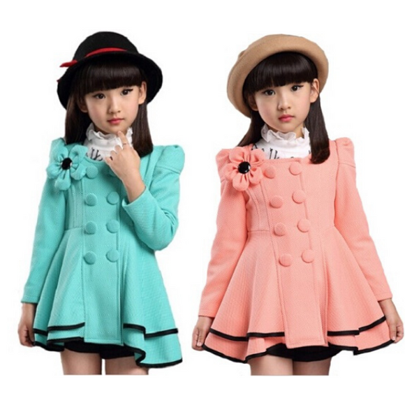 Girls Wind Dust Flower Decor Trench Coat - Wild Child Closet