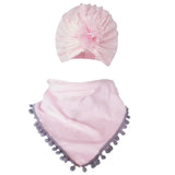 Girls Chiffon Flower Beanie Hat + Scarf With Tassels - Wild Child Closet
